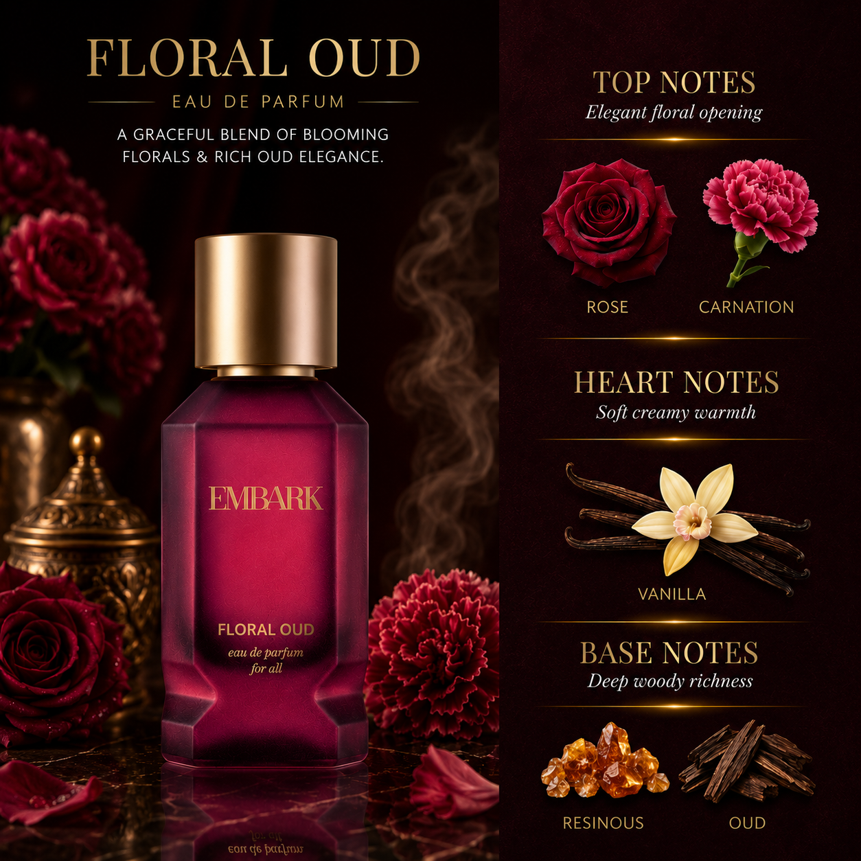 Floral Oud For All - Eau De Parfum (EDP) Embark Perfumes Best Perfume for men Best Perfume for women Buy Perfume Online Best Perfume for Her Best Perfume for Her Long Lasting Perfumes
