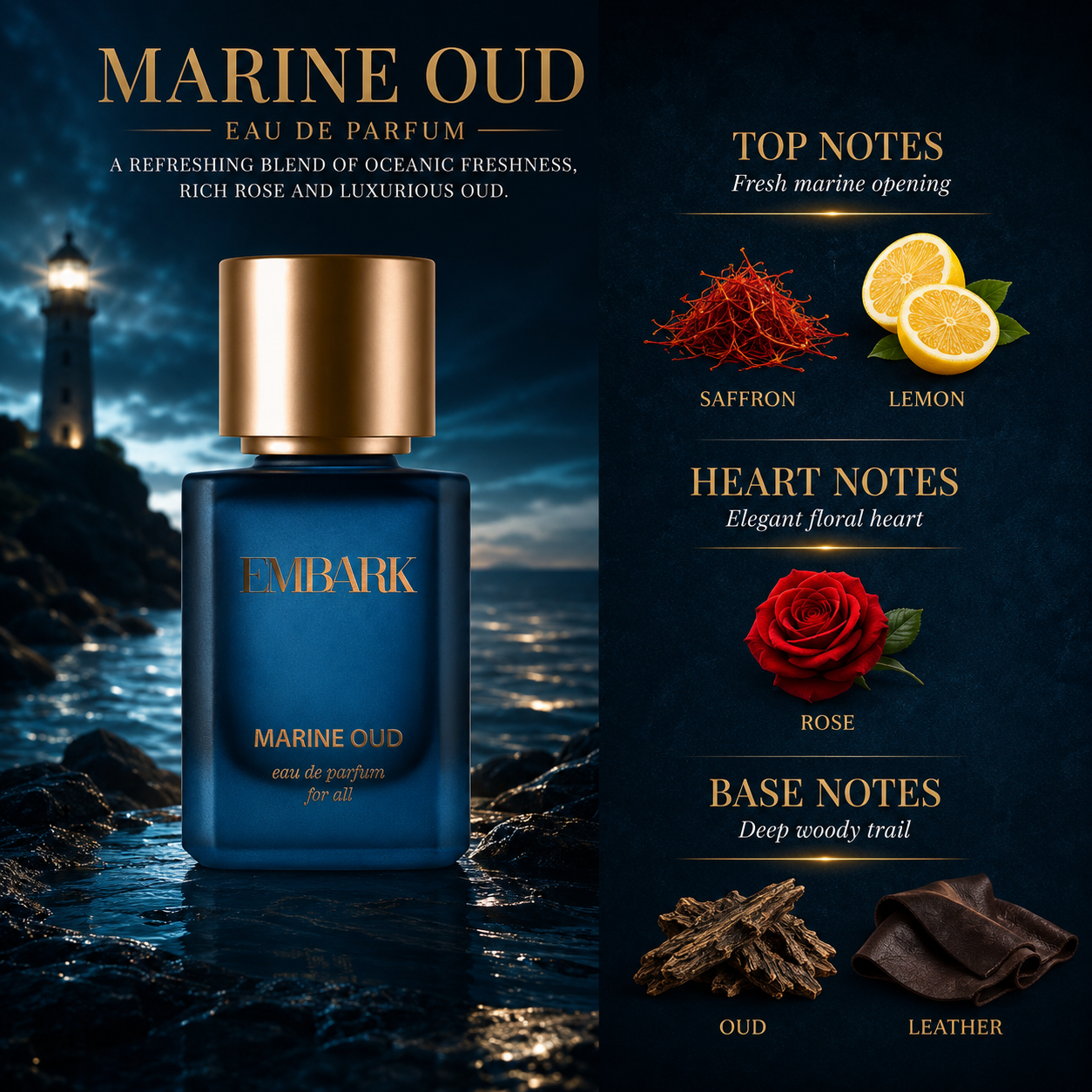 Marine Oud For All - Eau De Parfum (EDP) Embark Perfumes Best Perfume for men Best Perfume for women Buy Perfume Online Best Perfume for Her Best Perfume for Her Long Lasting Perfumes
