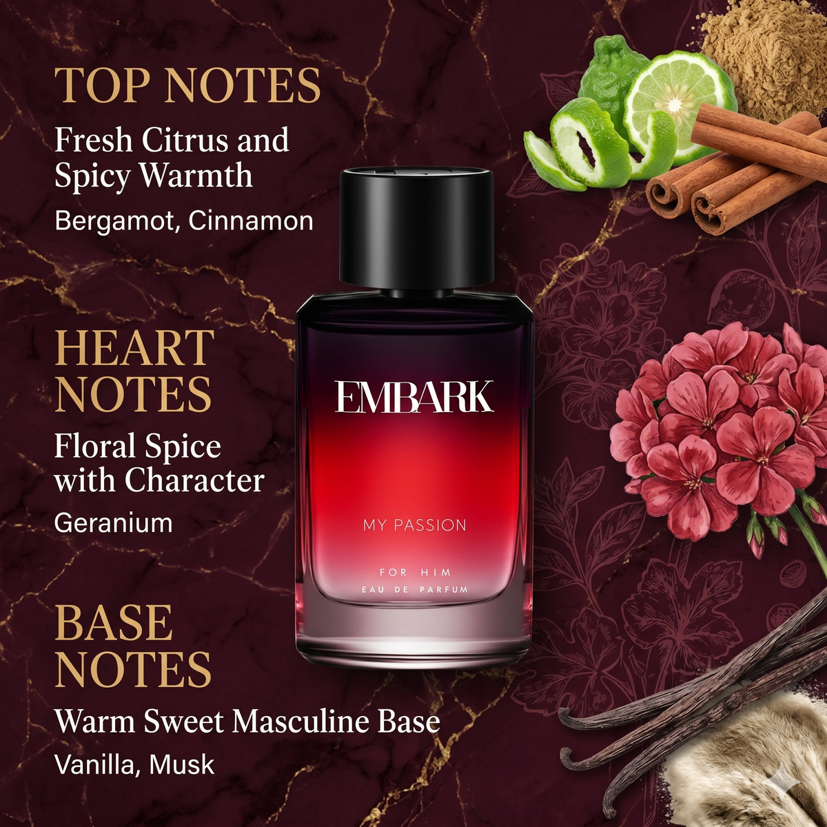 My Passion For Him - Eau De Parfum (EDP) Embark Perfumes Best Perfume for men Best Perfume for women Buy Perfume Online Best Perfume for Her Best Perfume for Her Long Lasting Perfumes