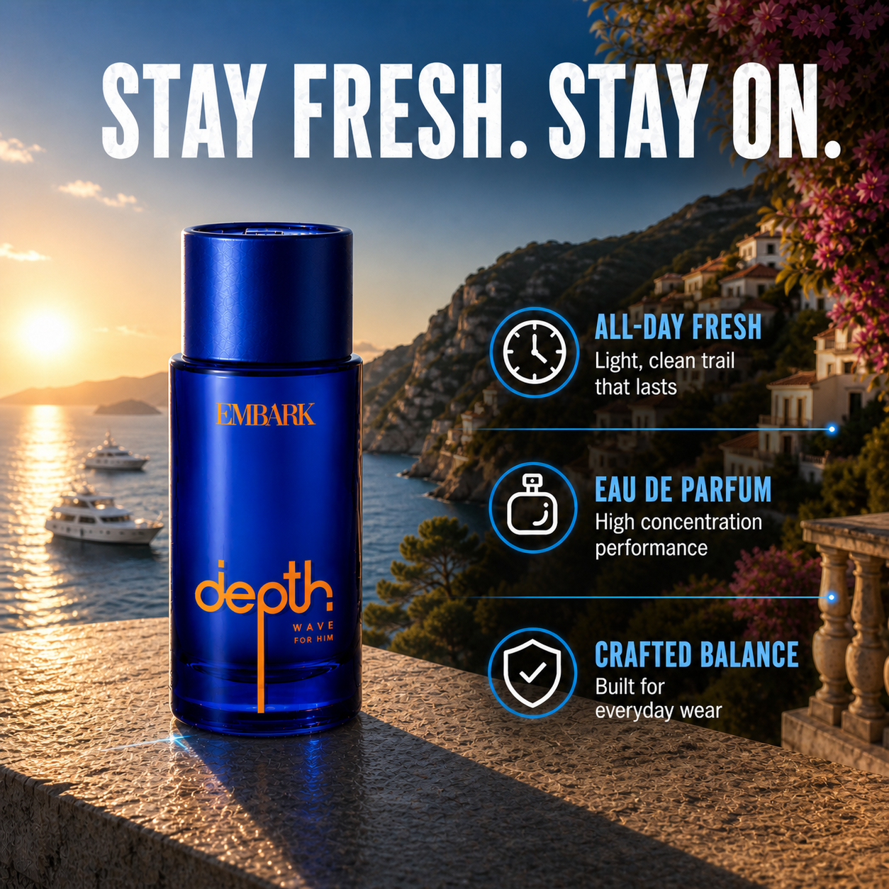 Wave For Him - Eau De Parfum (EDP) Embark Perfumes Best Perfume for men Best Perfume for women Buy Perfume Online Best Perfume for Her Best Perfume for Her Long Lasting Perfumes