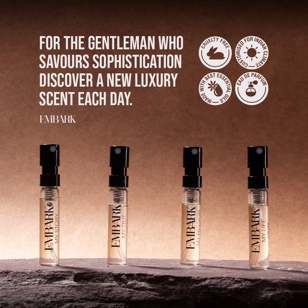 Discovery Set For Him - Eau De Parfum (EDP) - 4 x 2 ml Embark Perfumes Best Perfume for men Best Perfume for women Buy Perfume Online Best Perfume for Her Best Perfume for Her Long Lasting Perfumes