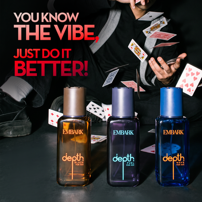 DEPTH Giftset for Him - Eau De Parfum (EDP) - 3 x 20 ml Embark Perfumes Best Perfume for men Best Perfume for women Buy Perfume Online Best Perfume for Her Best Perfume for Her Long Lasting Perfumes