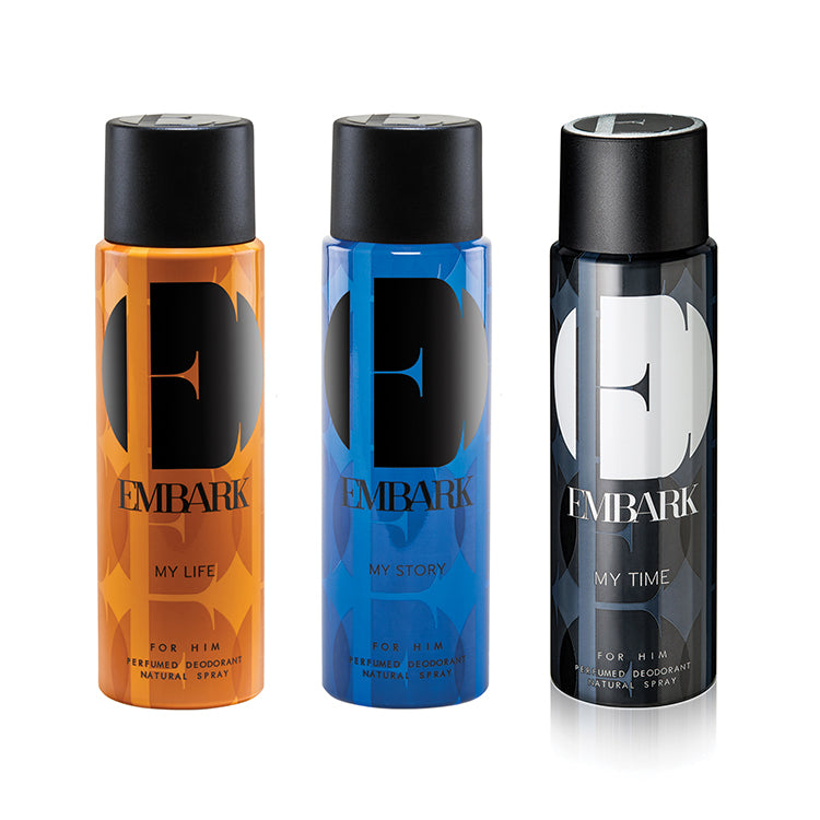 EMBARK 3-Piece Giftset - My Life For Him, My Time For Him &amp; My Story For Him - Perfumed Deodorant Embark Perfumes fragrances oud