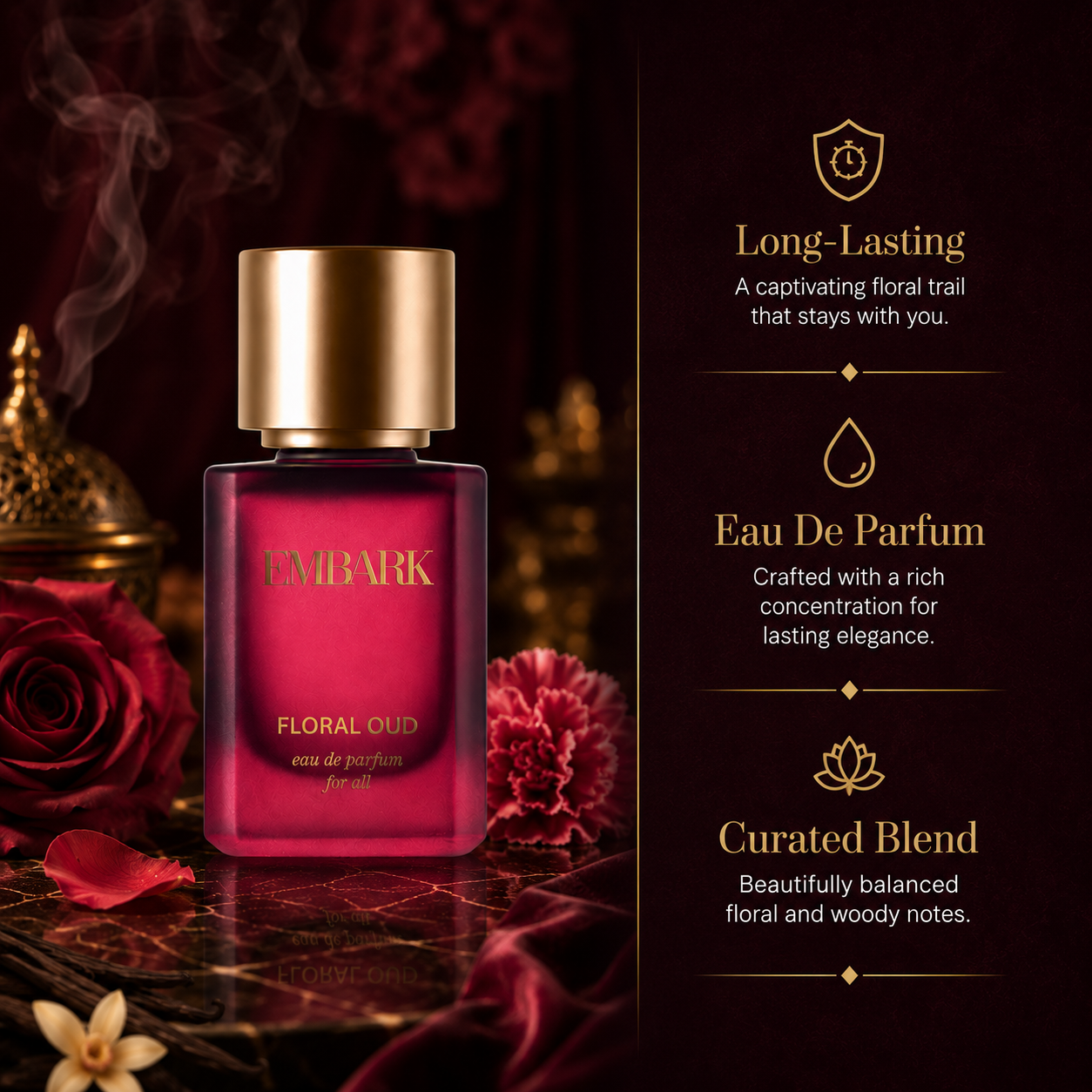 Floral Oud For All - Eau De Parfum (EDP) Embark Perfumes Best Perfume for men Best Perfume for women Buy Perfume Online Best Perfume for Her Best Perfume for Her Long Lasting Perfumes