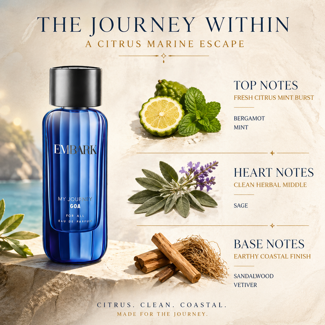 Journey Goa For All - Eau De Parfum (EDP) Embark Perfumes Best Perfume for men Best Perfume for women Buy Perfume Online Best Perfume for Her Best Perfume for Her Long Lasting Perfumes