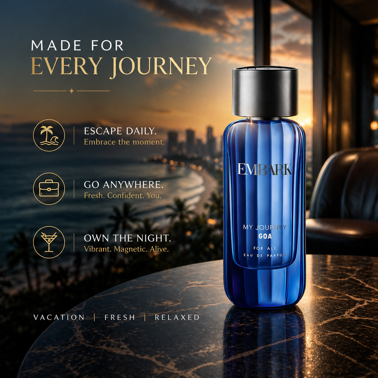 Journey Goa For All - Eau De Parfum (EDP) Embark Perfumes Best Perfume for men Best Perfume for women Buy Perfume Online Best Perfume for Her Best Perfume for Her Long Lasting Perfumes