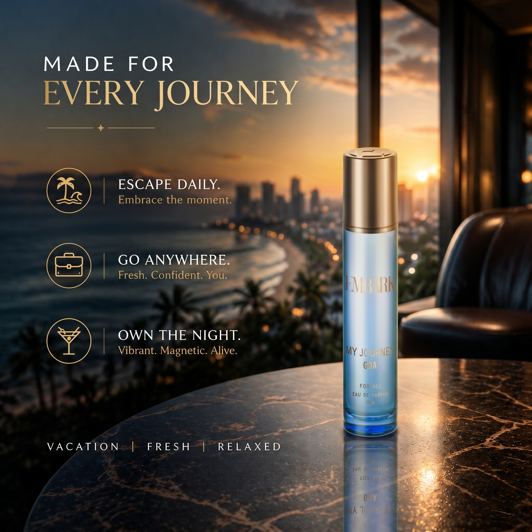 Journey Goa For All - Eau De Parfum (EDP) Embark Perfumes Best Perfume for men Best Perfume for women Buy Perfume Online Best Perfume for Her Best Perfume for Her Long Lasting Perfumes