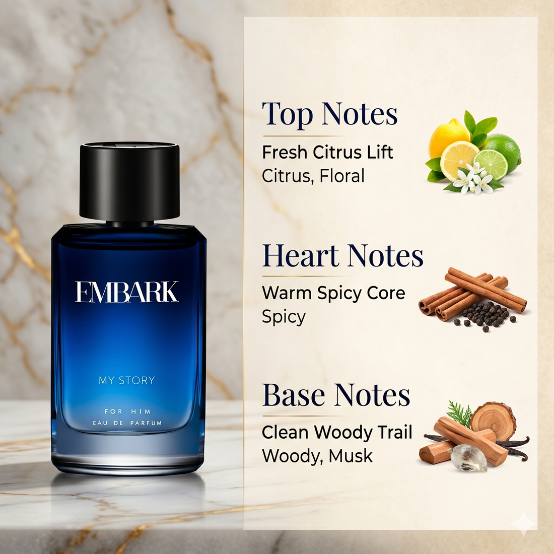 My Story For Him - Eau De Parfum (EDP) Embark Perfumes Best Perfume for men Best Perfume for women Buy Perfume Online Best Perfume for Her Best Perfume for Her Long Lasting Perfumes