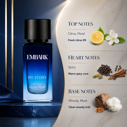 My Story For Him - Eau De Parfum (EDP) Embark Perfumes Best Perfume for men Best Perfume for women Buy Perfume Online Best Perfume for Her Best Perfume for Her Long Lasting Perfumes